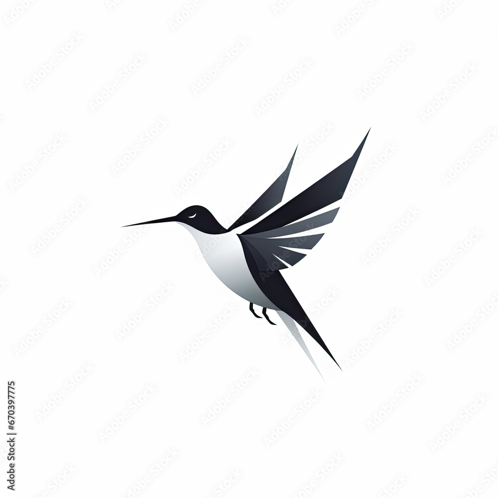flying hummingbird - minimalistic black and white 2d logo template on white background flying hummingbird - minimalistic black and white 2d logo template on white background