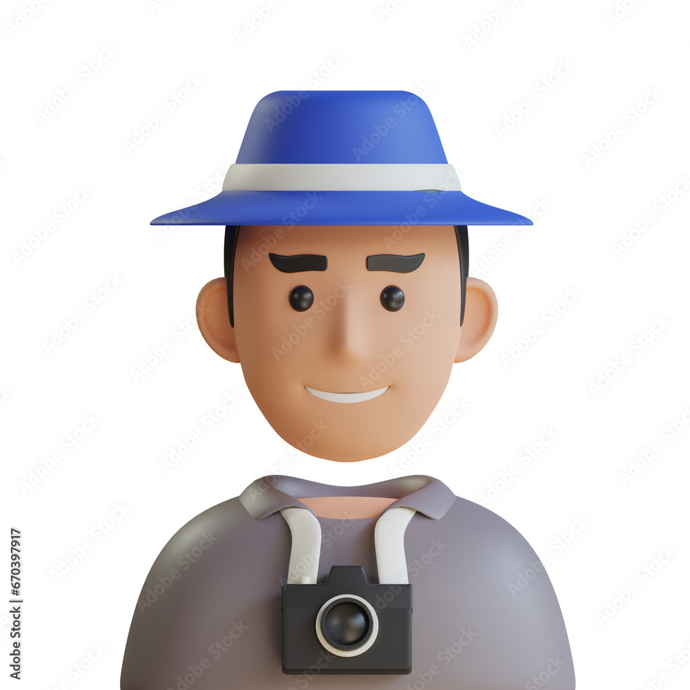 3D Model of Photographer Avatar. Photographer Avatar Design in 3D.
3d illustration, 3d element, 3d rendering. 3d visualization isolated on a transparent background