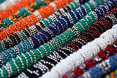 close-up of intricate bead patterns for necklace