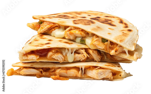 Spicy Chicken Quesadillas with Salsa on Transparent background