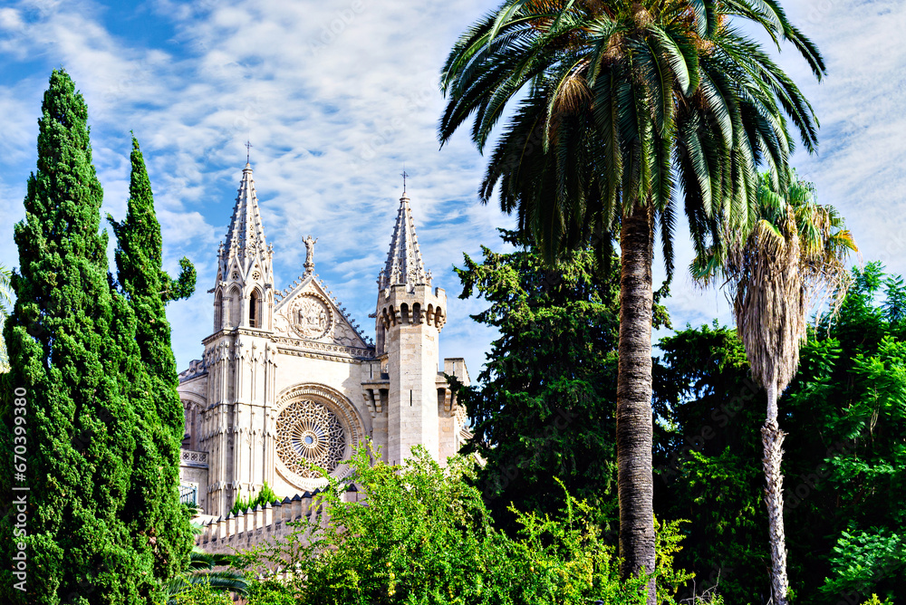 Gothic Cathedral-Basilica of Santa María in Palma de Mallorca or Cathedral of Mallorca (La Seu)