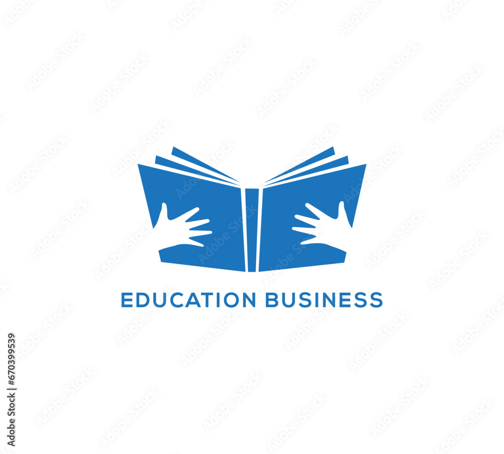open book logo in linear style design for bookstore, book company, publisher, encyclopedia, library, education logo