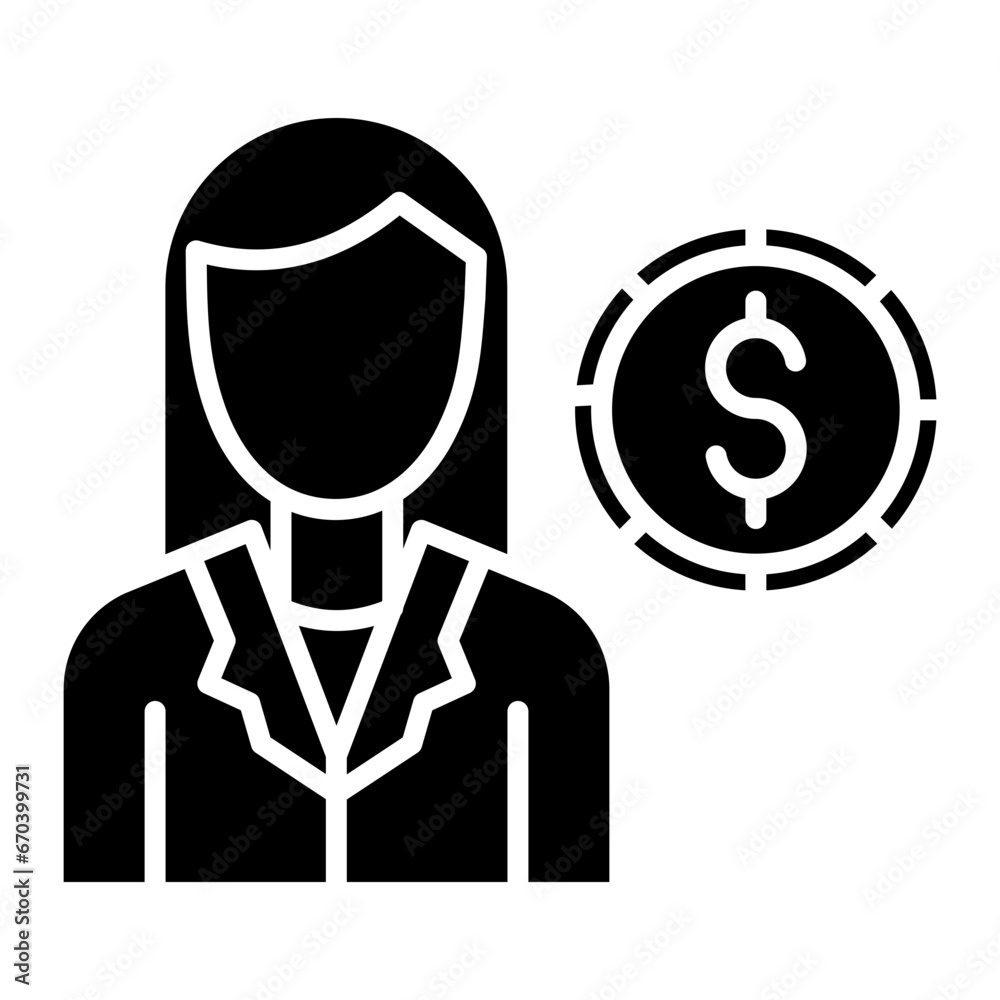 Female Finance Officer Icon Female Finance Officer Icon