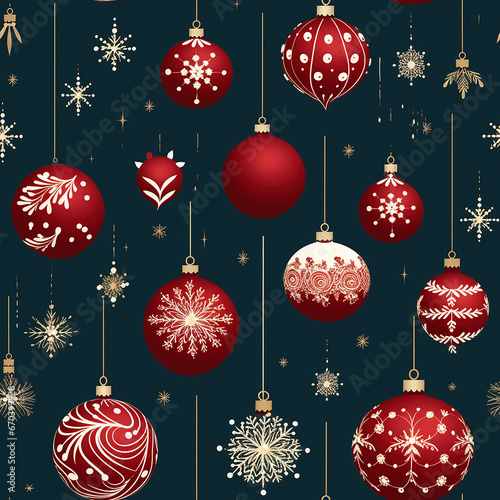 Seamless pattern of abstract Christmas baubles for paper or textile.
