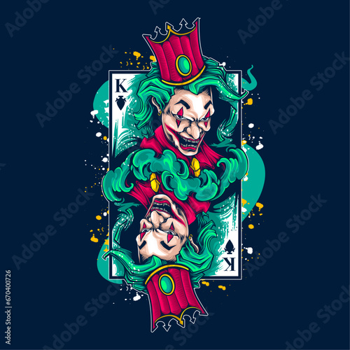 king spade joker card design artwork illustration