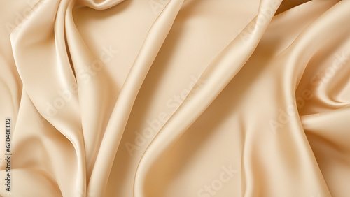 Beige Silk Satin with Soft Folds, Silk Fabric Background, Silk Fabric Soft Folds, Luxury Background, 8K UHD