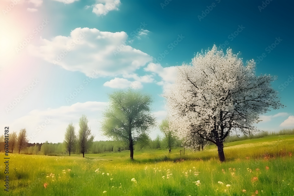 Fototapeta premium landscape with tree. 