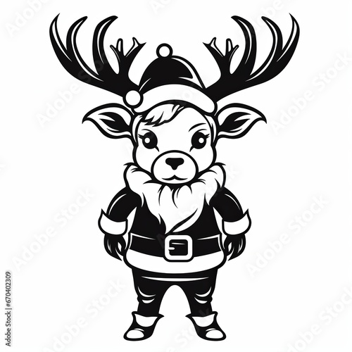 illustration of vector illustration of a cartoon deer with santa  Generative ai