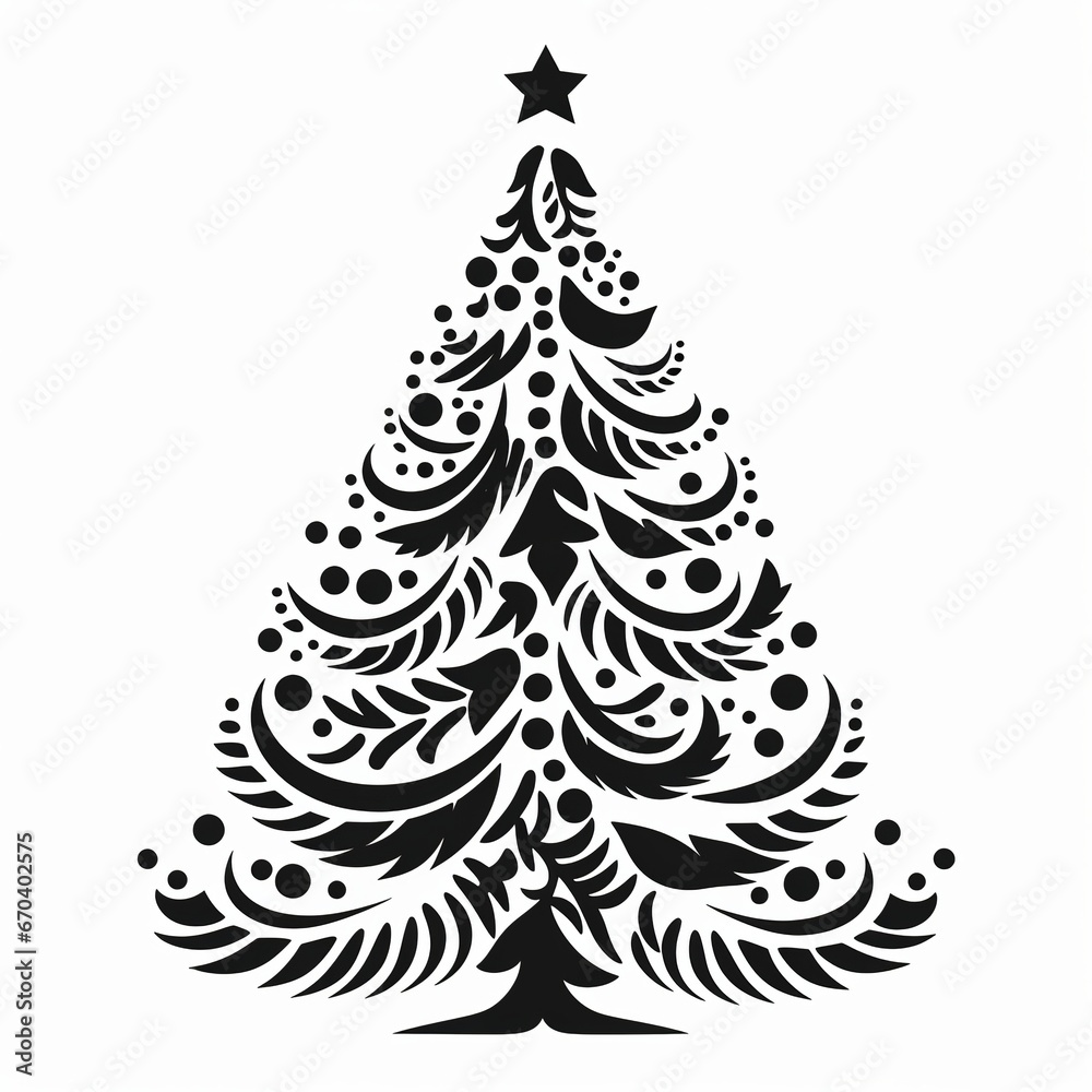 illustration of vector illustration of a christmas tree in the style, Generative ai