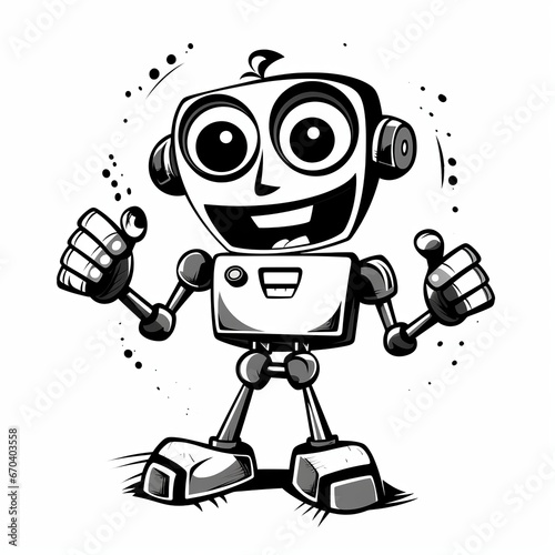 illustration of vector illustration of a happy robot in the style  Generative ai