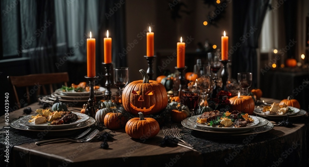 Spooky Soire: A Table Ready for a Halloween Celebration 