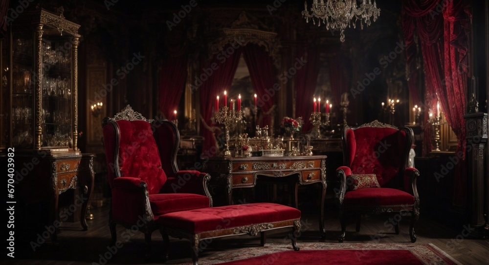 Gothic Grandeur: A Vampire's Lair with Luxurious Details 