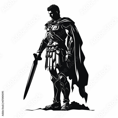 illustration of vector illustration of a Praetorian silhouette, Generative ai © rajesh