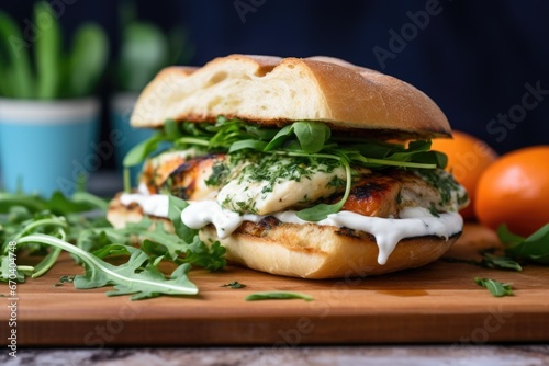 monkfish sandwich with fresh herbs and garlic aioli