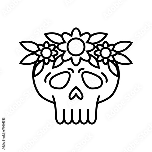 Day Of The Dead Line Style in Design Icon