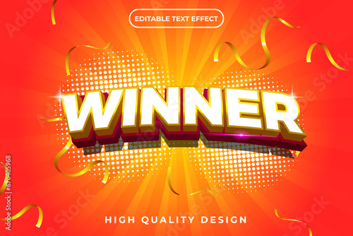 editable 3d text effect Winner