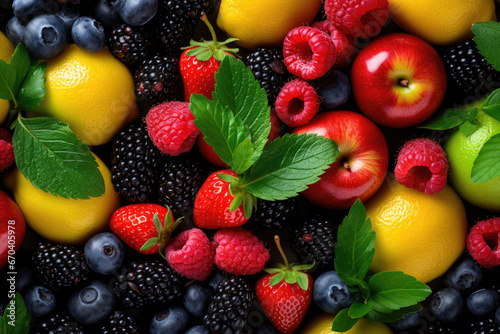 Fruits and berries background © Veniamin Kraskov