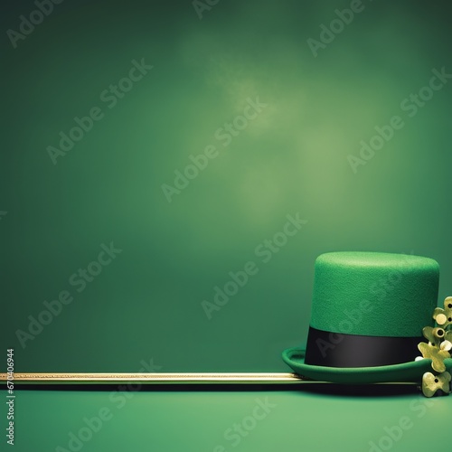 illustration of aA green banner with a leprechaun hat for St. Patric, Generative ai