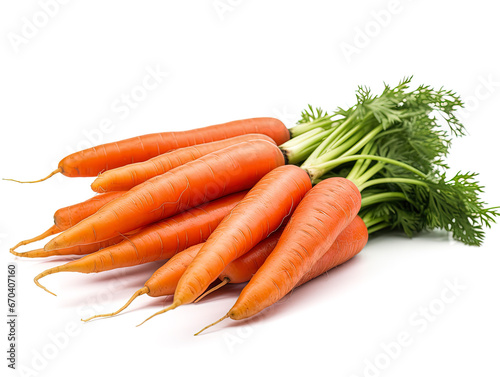 Carrots with leaves isolated on white background