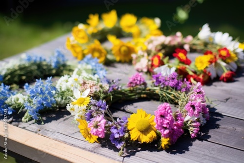 flower crowns made of various wild flowers