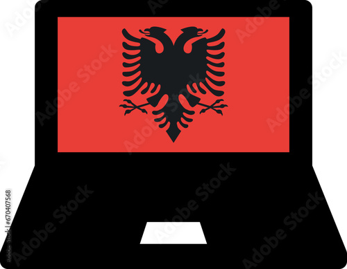Albania flag On Laptop