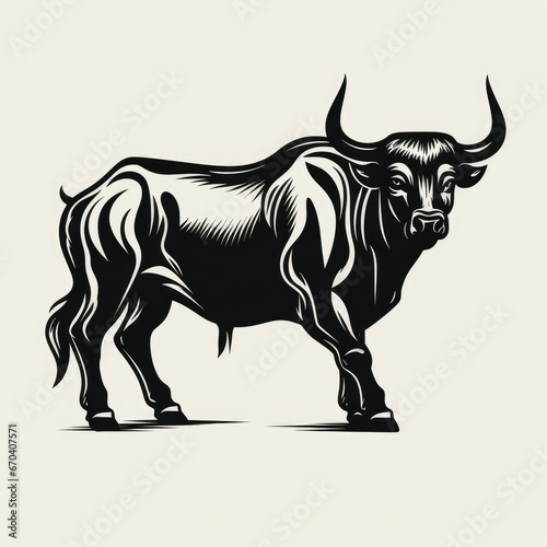Bull logo  black and white  AI generated Image