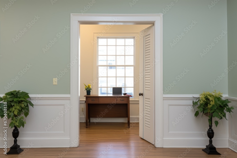 Fototapeta premium interior shot highlighting a georgian door frame with dentil molding