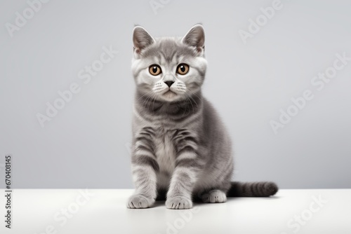 american shothair cat on gray isolated background © Mr.Tom-PNG