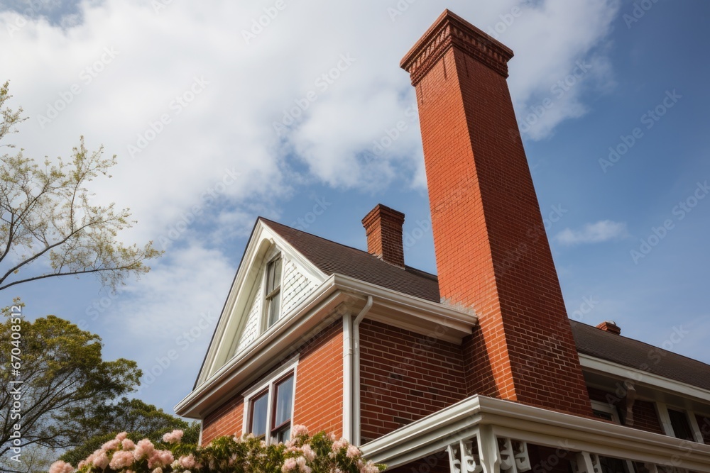 detailed capture of a georgian red brick chimney