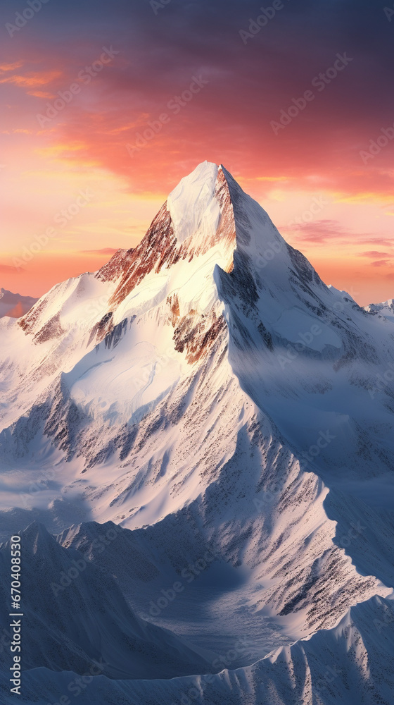 mountain peak panoramic sunset snow capped range beauty in nature