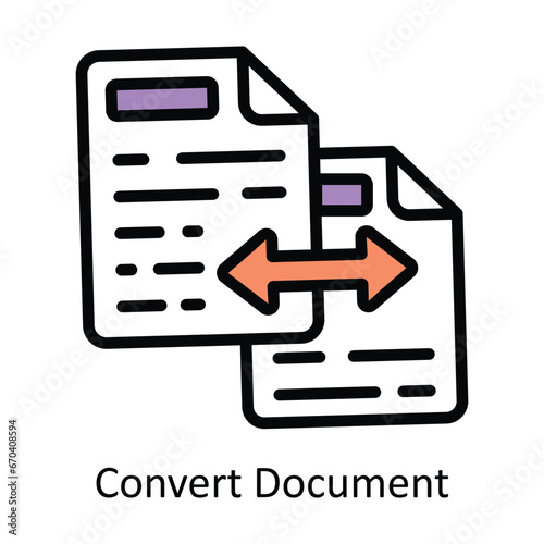 Convert Document vector Filled outline Design illustration. Symbol on White background EPS 10 File 