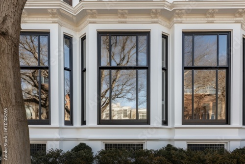 detail of the bay windows in a georgian five-bay facade photo