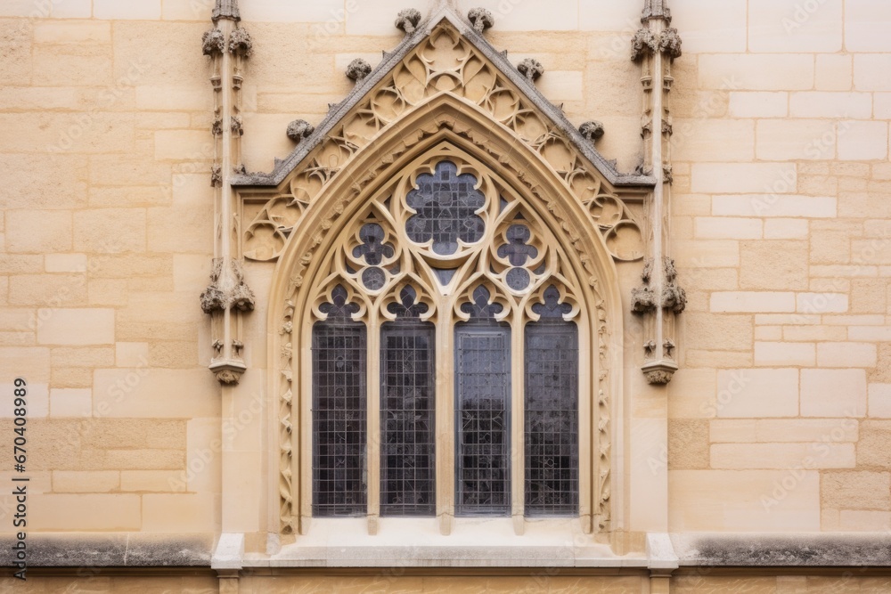 picture of an ornate gothic window on a stone facade