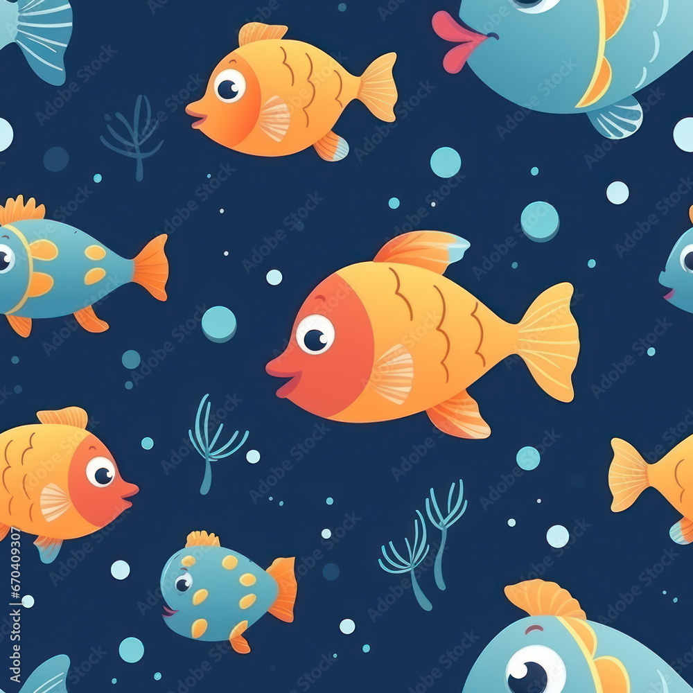 Cartoon character of fish, pattern for seamless Cartoon character of fish, pattern for seamless