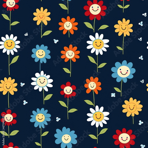 Cartoon character of flower  pattern for seamless