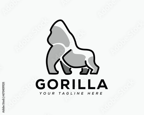king kong gorilla line art fill color logo design template illustration inspiration