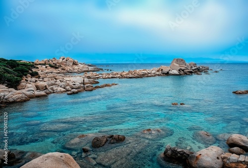 Fototapeta Naklejka Na Ścianę i Meble -  Scenic view of a rocky coastal scene in Sardegna, Italy.