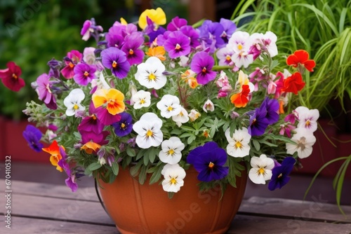 Wallpaper Mural mix of different flowers blooming harmoniously in a pot Torontodigital.ca