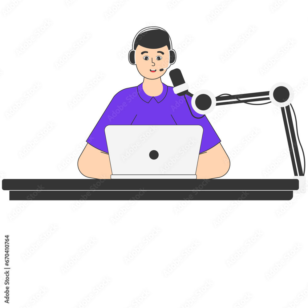 Man Brainstorming Topics with Guest Illustration Man Brainstorming Topics with Guest Illustration