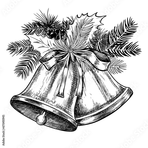 Christmas bells vector sketch illustration