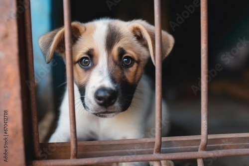 A Puppy In A Cage