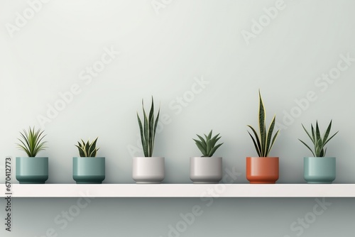 Houseplants In Pots Against Wall Background Realistic Image