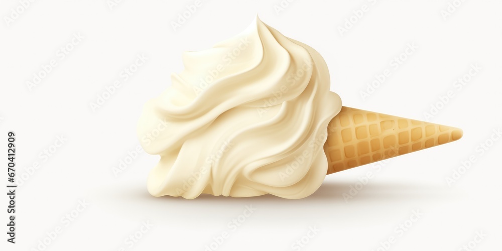 Isolated Object Of Vanilla Ice Cream, Pure Indulgence Isolated Object Of Vanilla Ice Cream, Pure Indulgence