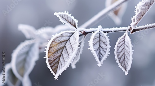 Frozen tree Branch background. Hello winter concept. Frost snow covered branches. snowy hoarfrost forest close-up Wallpaper, poster. Beautiful Amazing nature scene. Winter wonderland. Idyllic nature..