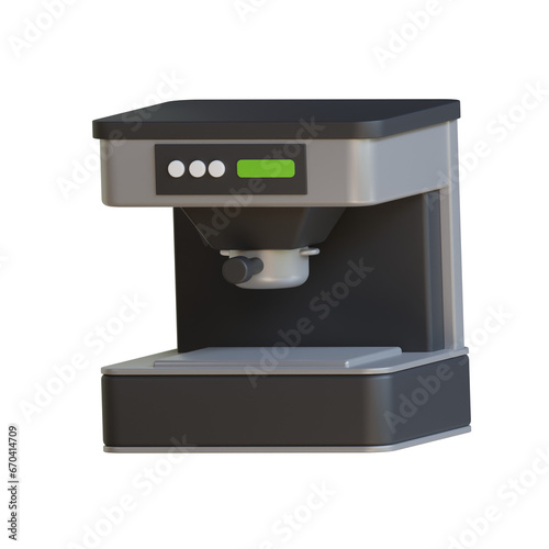 3D Model of Black Coffee Machine. Black Coffee Machine Design in 3D. 3d illustration, 3d element, 3d rendering. 3d visualization isolated on a transparent background