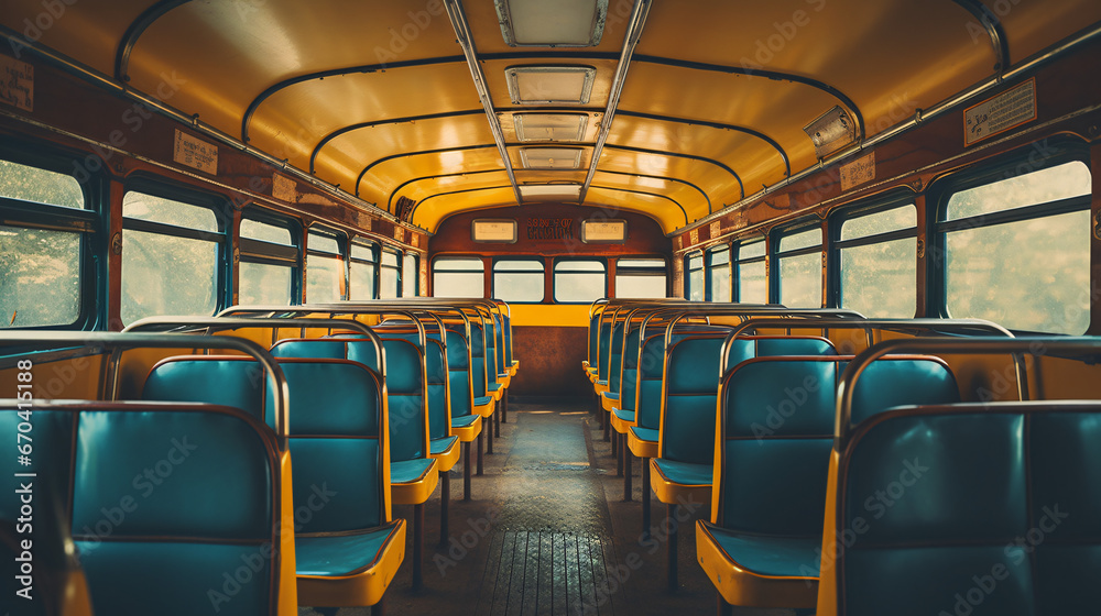 Vintage filter on the inside of an antique school bus.