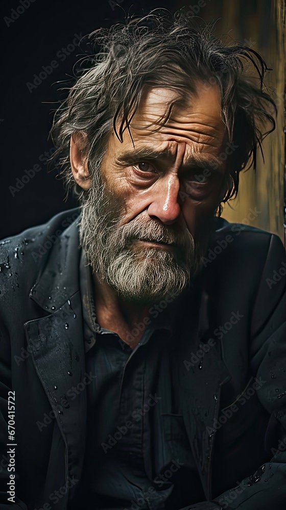 Obraz premium A man are sad and stressed in background. Sad emotion illustration. Generative AI