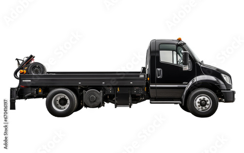 Sleek Black Tow Truck on Transparent Background