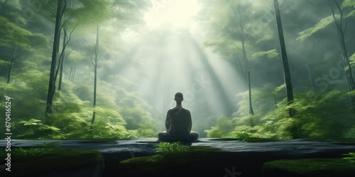 Meditation And Yoga In Fresh Forest  Generated By Ai