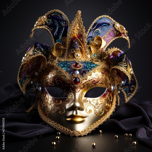 illustration of Carnival masks on white background mardi gras carnev, Generative ai